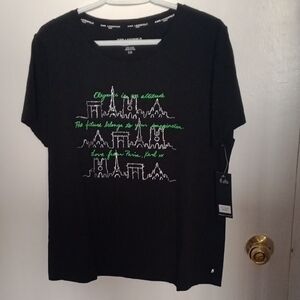 NEW Pit To Pit 21.Karl Lagerfeld Black Graphic Short Sleeve Tee